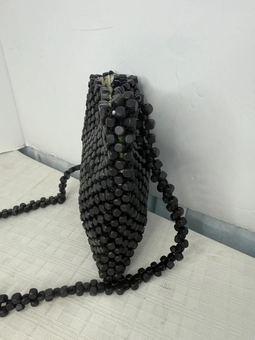 Black Beaded Crossbody Bag - Chic Evening Accessory